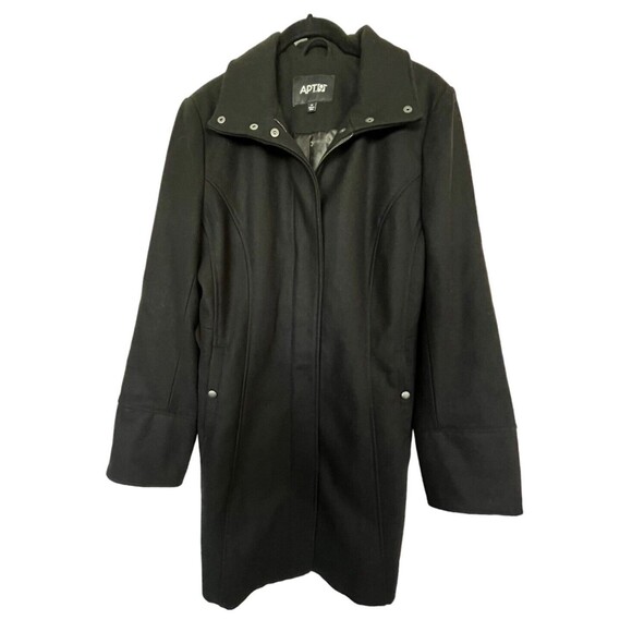 Wool Blend Mid length Coat Womens Size M APT 9 Black Lined - Picture 1 of 8